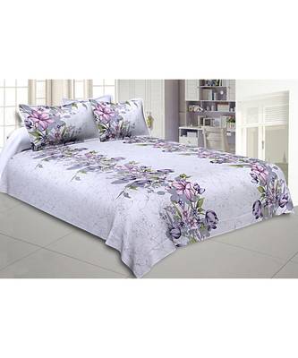 Double Bedsheet Twill Cotton Lilac Purple Floral Motif Print 1