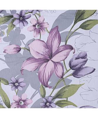 Double Bedsheet Twill Cotton Lilac Purple Floral Motif Print 3