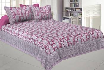 Beautiful Pink Artistic Paisley Double Bedsheet 1