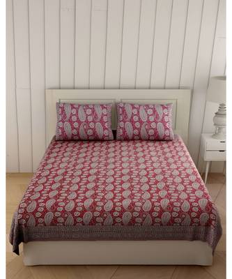 Beautiful Pink Artistic Paisley Double Bedsheet 2