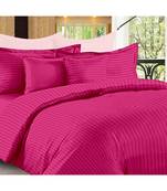 Dark Pink Self Design King Size Pure Cotton Satin Slumber Sheet for Double Bed with 2 pillow covers