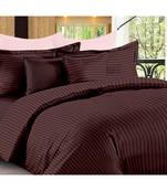 Dark Brown Self Design King Size Pure Cotton Satin Slumber Sheet for Double Bed with 2 pillow covers