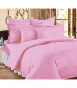 Light Pink Self Design King Size Pure Cotton Satin Slumber Sheet for Double Bed with 2 pillow covers