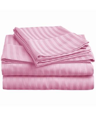 Light Pink Self Design King Size Pure Cotton Satin Slumber Sheet for Double Bed with 2 pillow covers 2