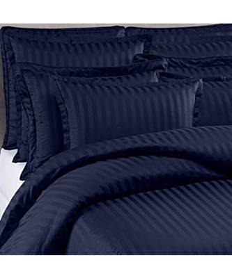 Navy Blue Self Design King Size Pure Cotton Satin Slumber Sheet for Double Bed with 2 pillow covers 3