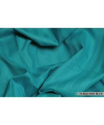 Aqua Turquoise Self Design King Size Pure Cotton Satin Slumber Sheet for Double Bed with 2 pillow covers 2