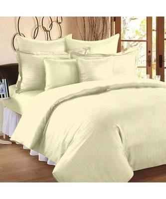Awesome Off White Self Design King Size Pure Cotton Satin Slumber Sheet for Double Bed with 2 pillow covers 1