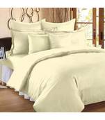 Awesome Off White Self Design King Size Pure Cotton Satin Slumber Sheet for Double Bed with 2 pillow covers