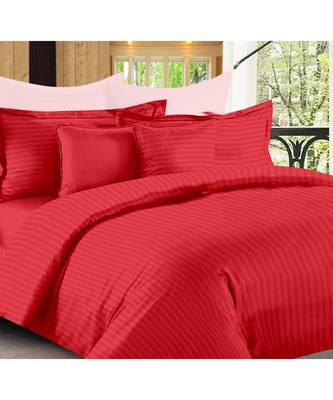 Red Self Design King Size Pure Cotton Satin Slumber Sheet for Double Bed with 2 pillow covers 1
