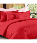Red Self Design King Size Pure Cotton Satin Slumber Sheet for Double Bed with 2 pillow covers