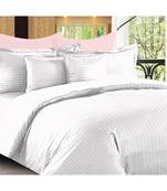 Solid White Self Design King Size Pure Cotton Satin Slumber Sheet for Double Bed with 2 pillow covers