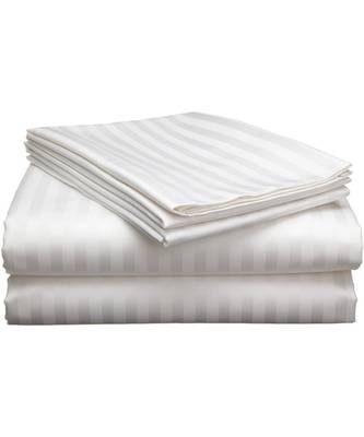 Solid White Self Design King Size Pure Cotton Satin Slumber Sheet for Double Bed with 2 pillow covers 2
