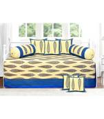 Blue Border Paisley Gold Print Diwan Set