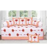 Orange palm polka mercerised cotton diwan set