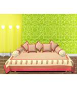 Dark Pink Border Cream Base Small Tree Pattern With Golden Print Super Fine Cotton Diwan set