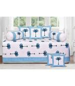 Sky blue palm polka mercerised cotton diwan set
