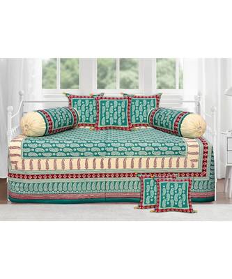 Green maroon floral paisley diwan set 1