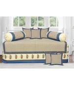 Firozi Border Cream Base Small Tree Pattern With Golden Print Diwan Set