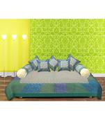 Green Border With Golden Print Central Square Floral Print Super Fine Cotton Diwan Set