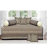 Black Base Cream Flower With Golden Print Diwan Set