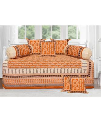 Orange maroon floral paisley diwan set 1