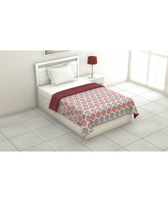 Pure Cotton Maroon Ethnic Pattern Reversible Single Bed Dohar 1
