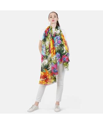 Bali Hai by Pashma  Multi green floral print design scarf 1