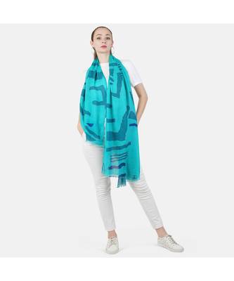 Bali Hai by Pashma Green Grey abstract printe Pashmina Scarf 1