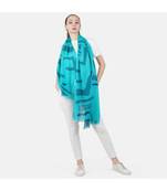 Bali Hai by Pashma Green Grey abstract printe Pashmina Scarf