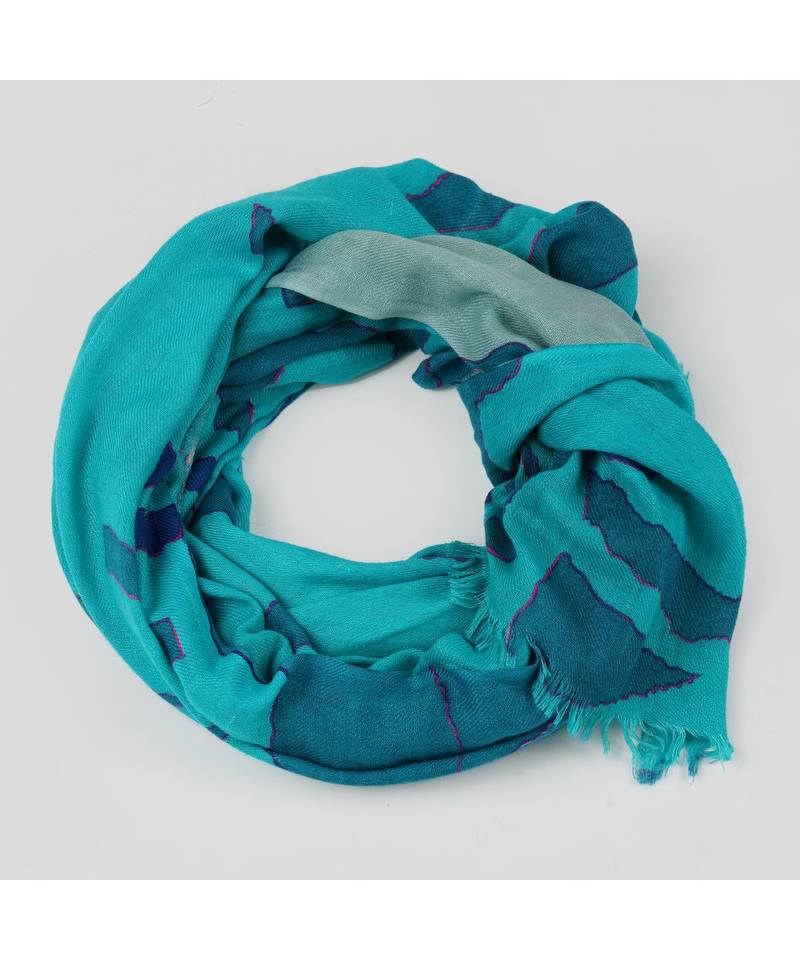 Bali Hai by Pashma Green Grey abstract printe Pashmina Scarf