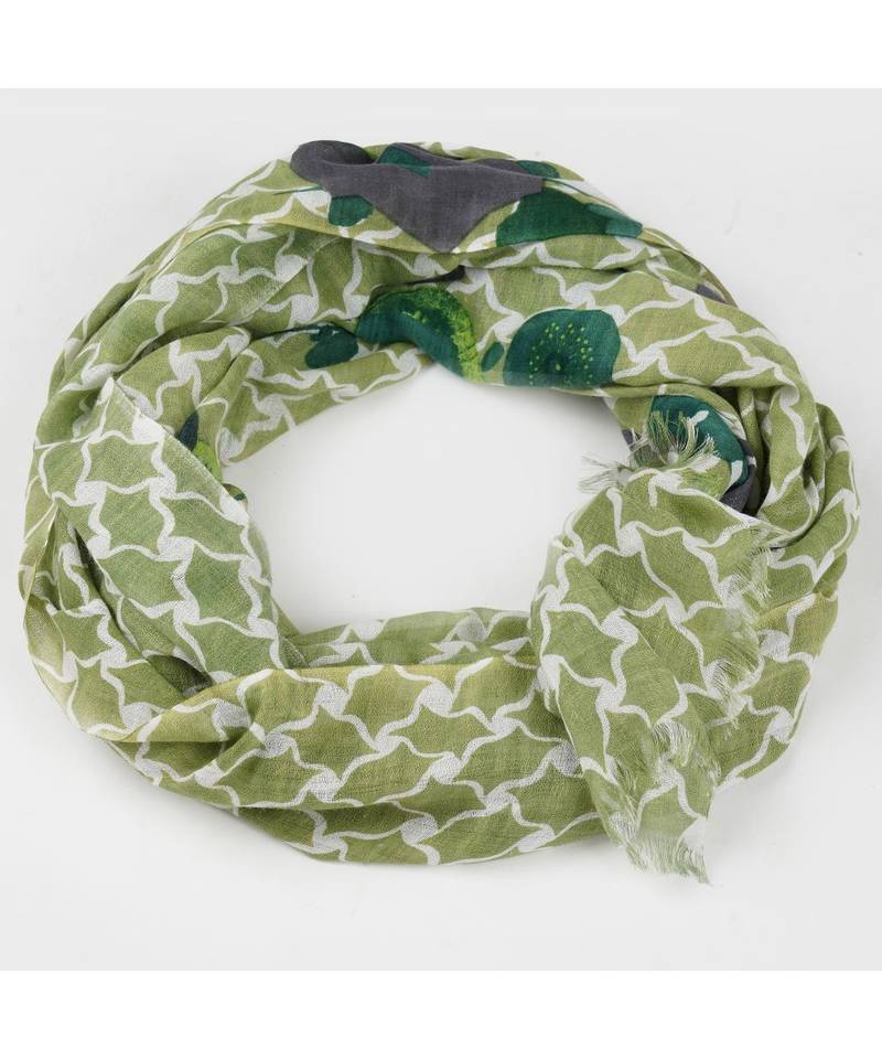 Bali Hai by Pashma  Multi green floral print design Pashmina Scarf