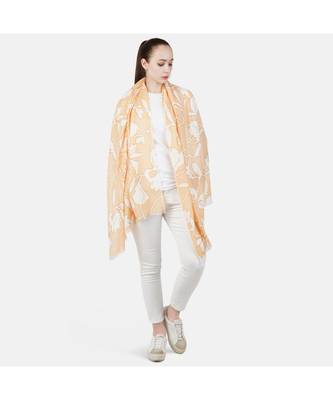Bali Hai by Pashma  Lt beige  floral print design Pashmina Scarf 1