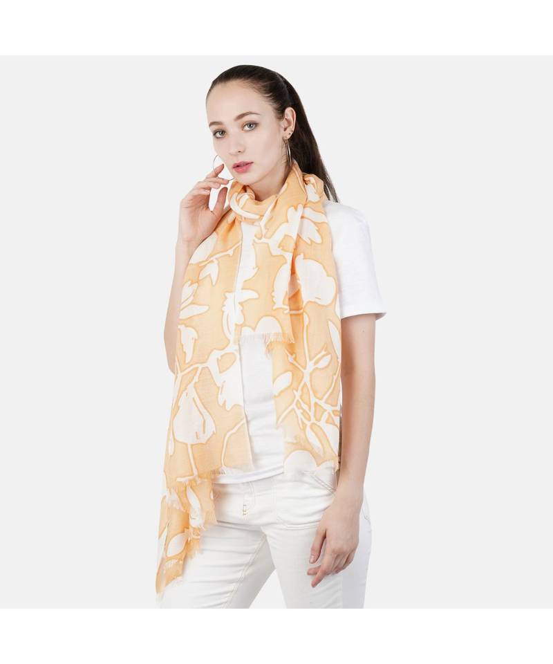 Bali Hai by Pashma  Lt beige  floral print design Pashmina Scarf