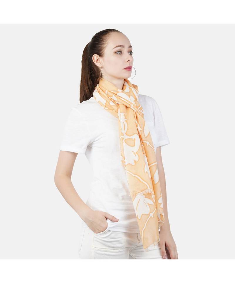 Bali Hai by Pashma  Lt beige  floral print design Pashmina Scarf