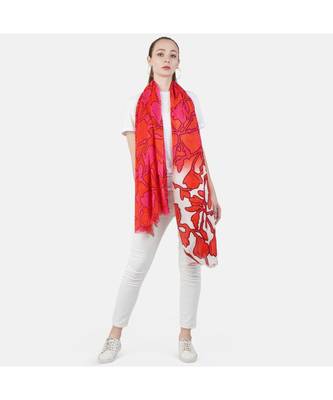 Bali Hai by Pashma  Red floral print design Pashmina Scarf 1