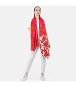 Bali Hai by Pashma  Red floral print design Pashmina Scarf