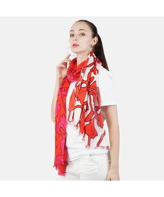Bali Hai by Pashma  Red floral print design Pashmina Scarf 2