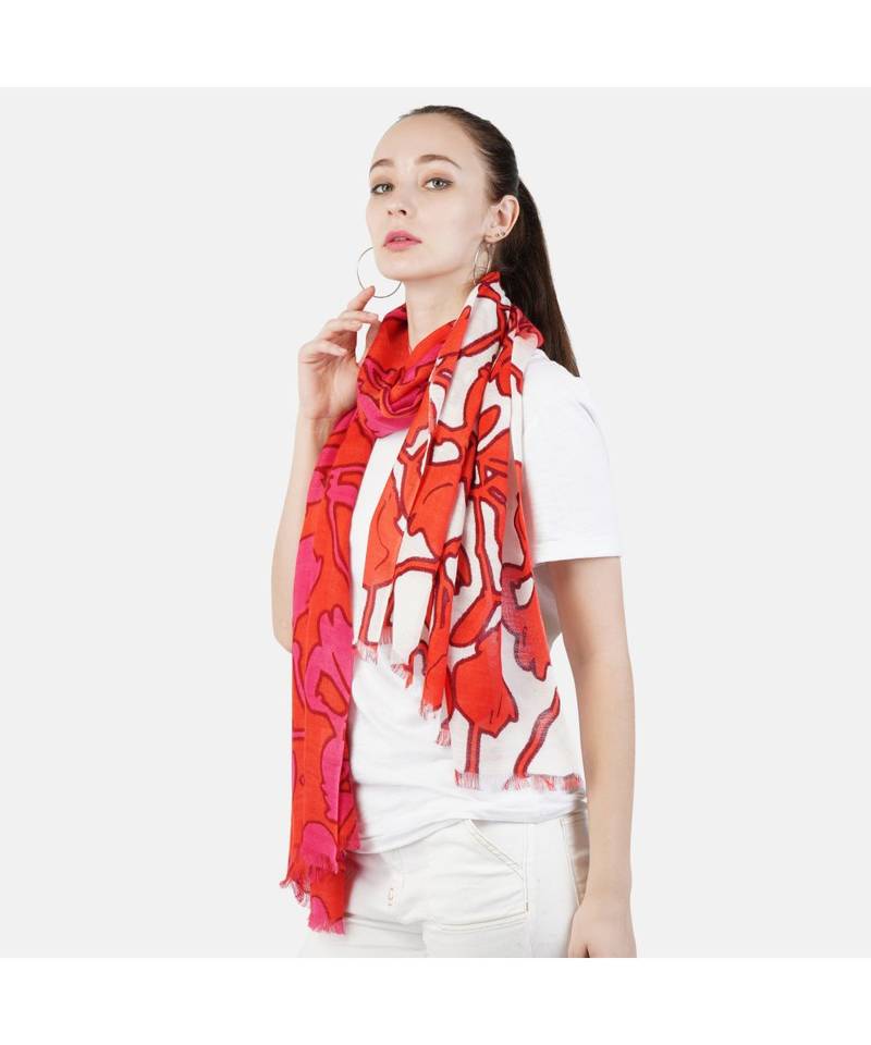 Bali Hai by Pashma  Red floral print design Pashmina Scarf