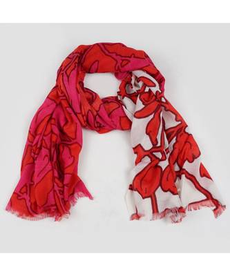 Bali Hai by Pashma  Red floral print design Pashmina Scarf 4
