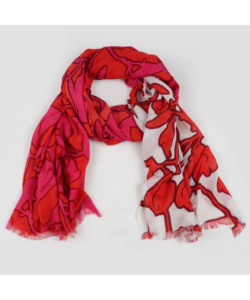 Bali Hai by Pashma  Red floral print design Pashmina Scarf