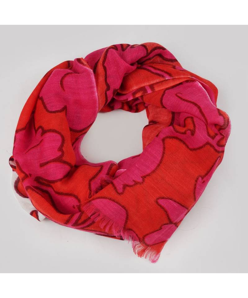 Bali Hai by Pashma  Red floral print design Pashmina Scarf