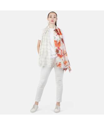Bali Hai by Pashma pink orange abstract print design Pashmina Scarf 1