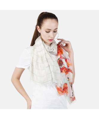 Bali Hai by Pashma pink orange abstract print design Pashmina Scarf 2