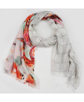 Bali Hai by Pashma pink orange abstract print design Pashmina Scarf 4