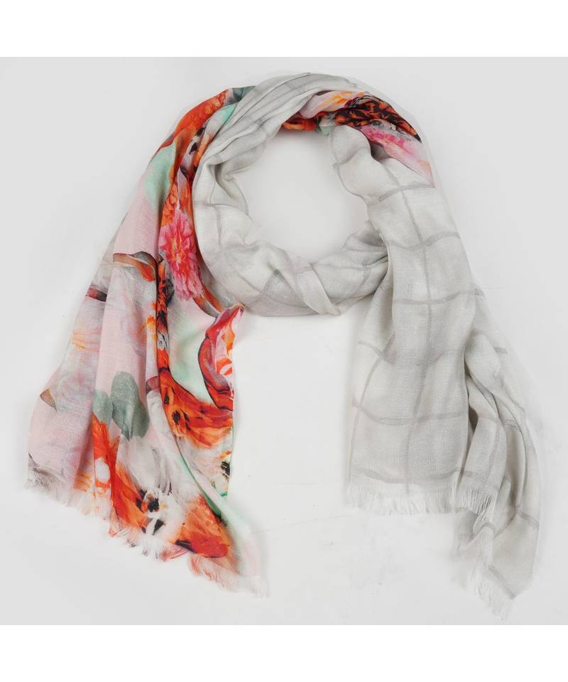 Bali Hai by Pashma pink orange abstract print design Pashmina Scarf