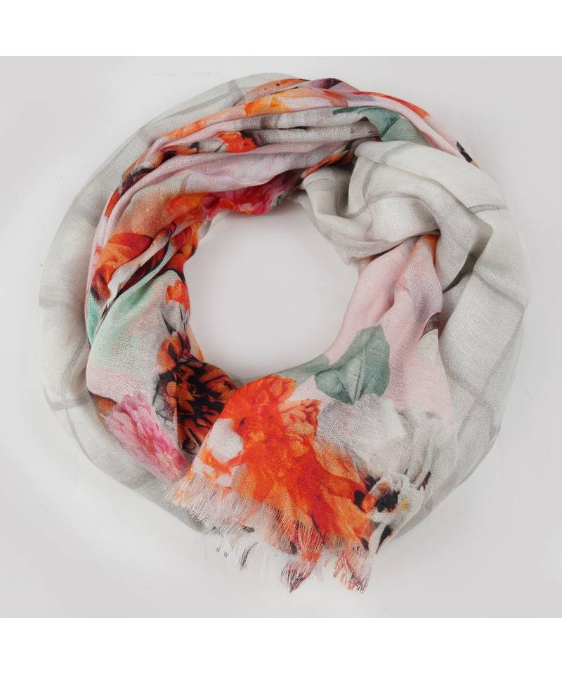 Bali Hai by Pashma pink orange abstract print design Pashmina Scarf