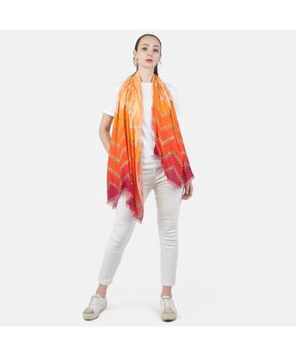 Bali Hai by Pashma Orange abstract print design Pashmina Scarf 1
