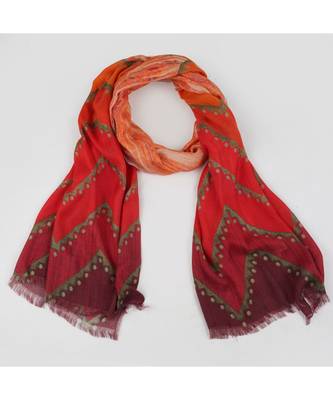 Bali Hai by Pashma Orange abstract print design Pashmina Scarf 4