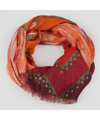 Bali Hai by Pashma Orange abstract print design Pashmina Scarf 5