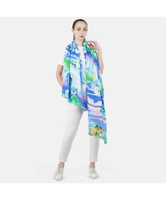 Bali Hai by Pashma  Blue multi floral print design scarf 1